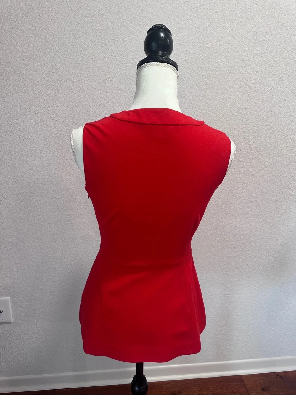 kate spade Sleeveless Red Bow-Front Peplum Blouse